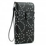 Wholesale iPhone 6 4.7 Diamond Flip PU Leather Wallet Case with Strap (Black)